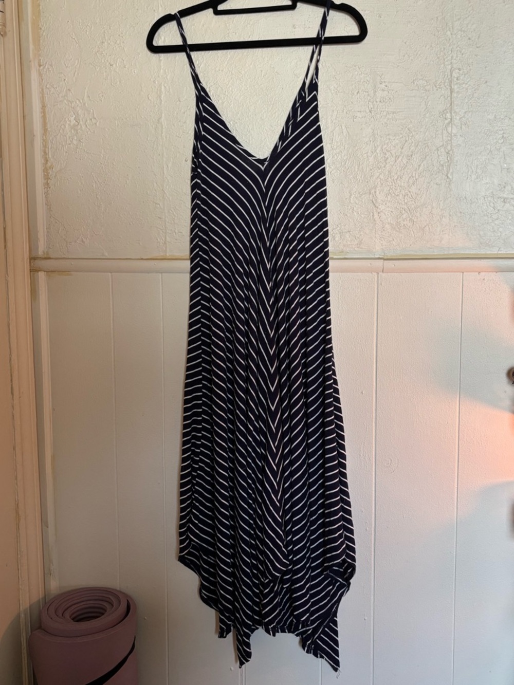 Striped Navy and White V-Neck Tank Dress